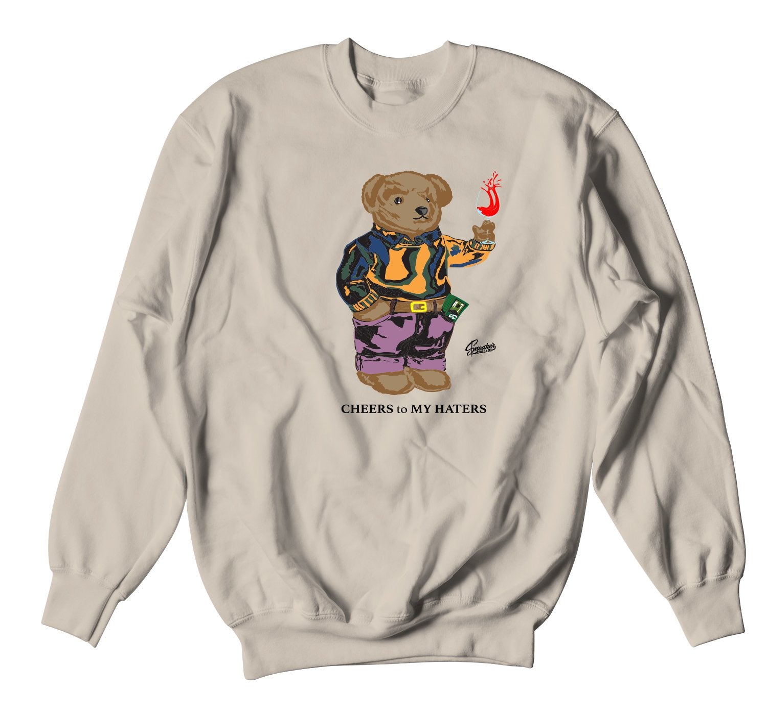 Air Force 1 Travis Scott Sweater for sale - Cheers Bear design in Sand color - limited edition