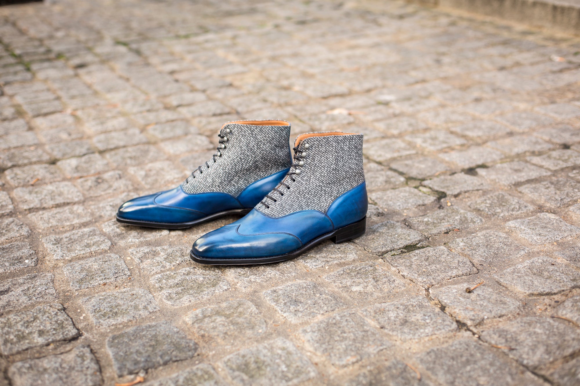 Alexander MTO Sky Blue Calf Grey Poulsbo LPB Last Single Leather Sole - Best Price and Fast Shipping