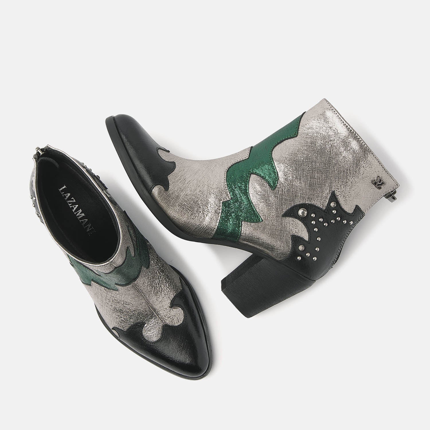 Ankle boots for women, 85.609 Green-Multi