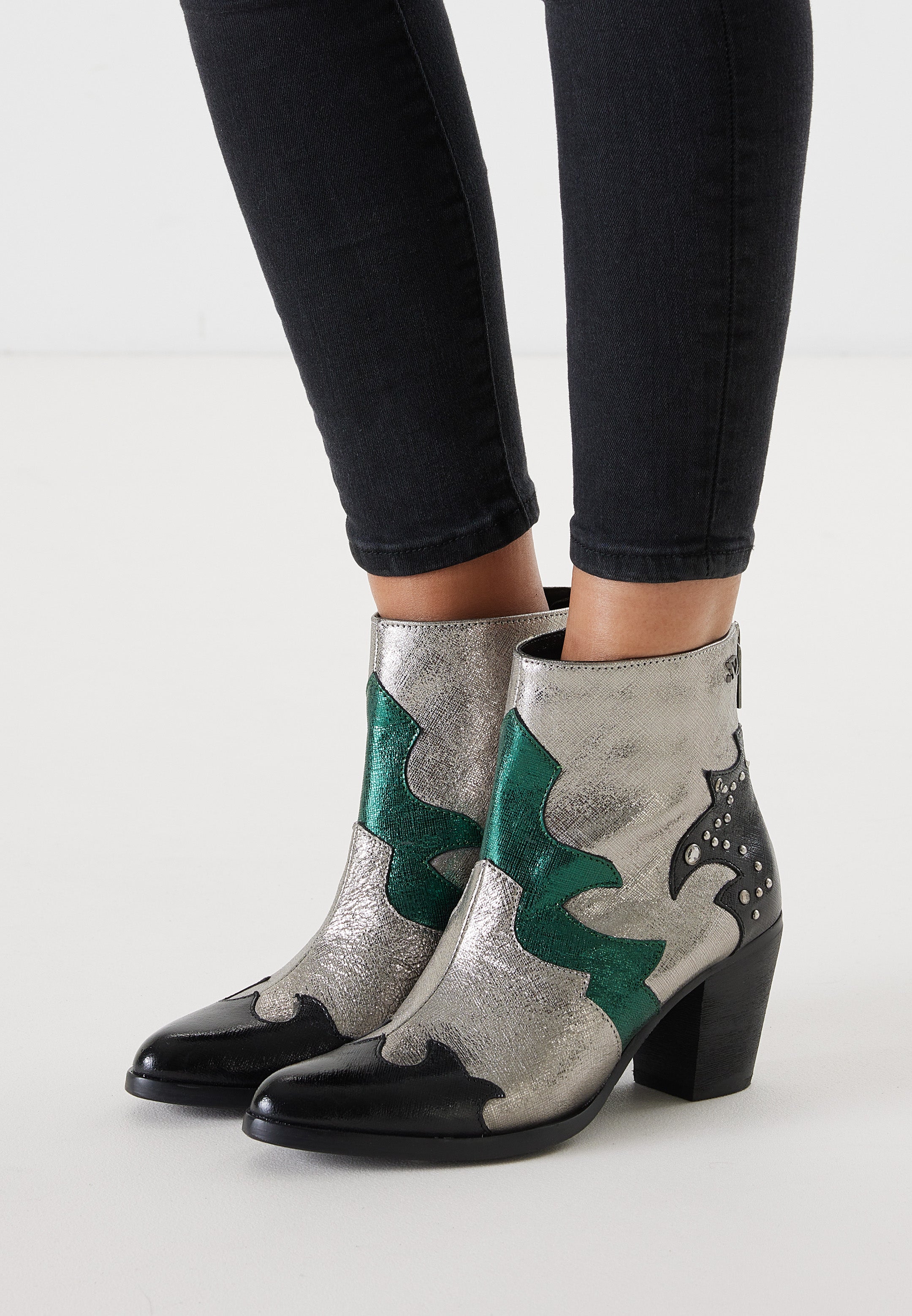 Ankle boots for women, 85.609 Green-Multi