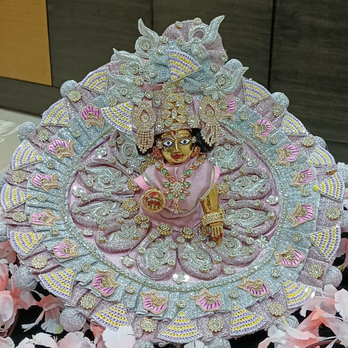 Beautiful Designer Poshak for Laddu Gopal with Mukut