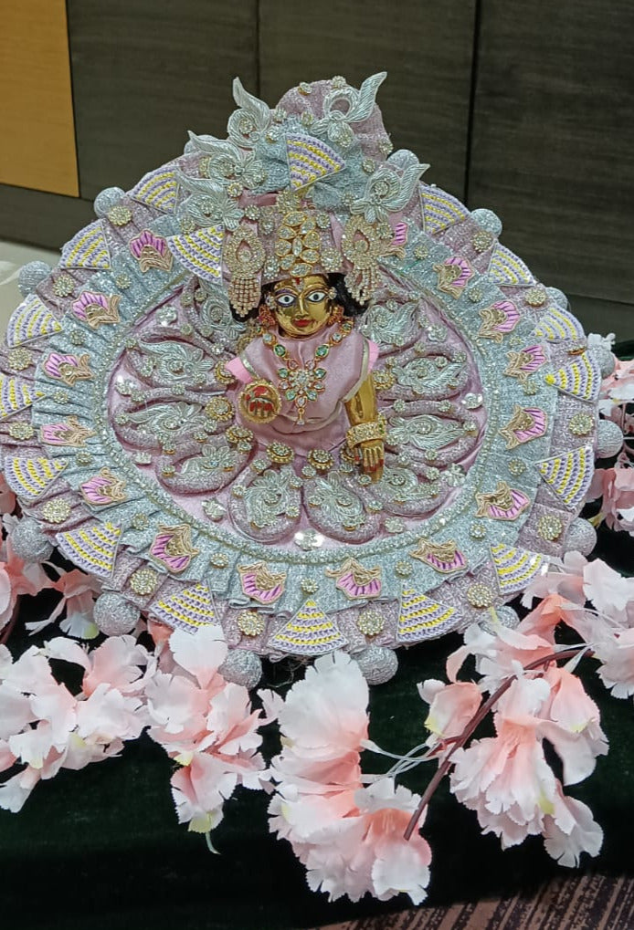 Beautiful Designer Poshak for Laddu Gopal with Mukut