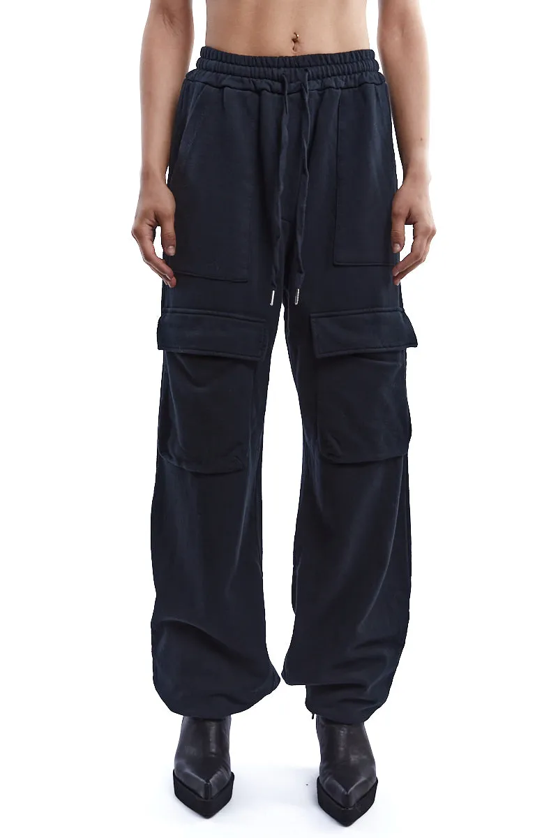 Black Cold Dyed Fleece Pants