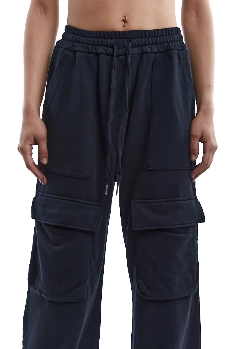 Black Cold Dyed Fleece Pants