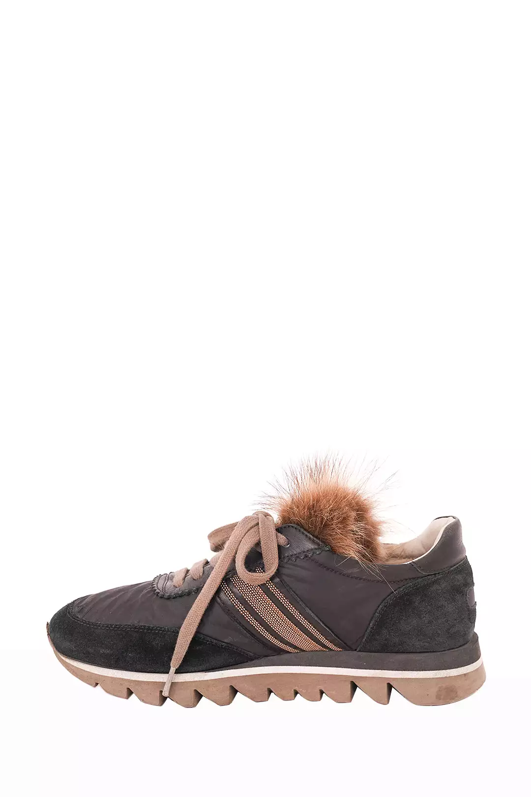 Brunello Cucinelli Black Nylon Fur Sneaker 38