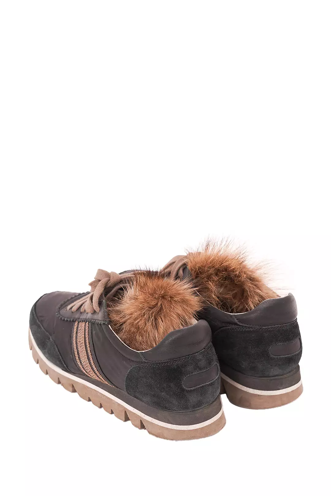 Brunello Cucinelli Black Nylon Fur Sneaker 38