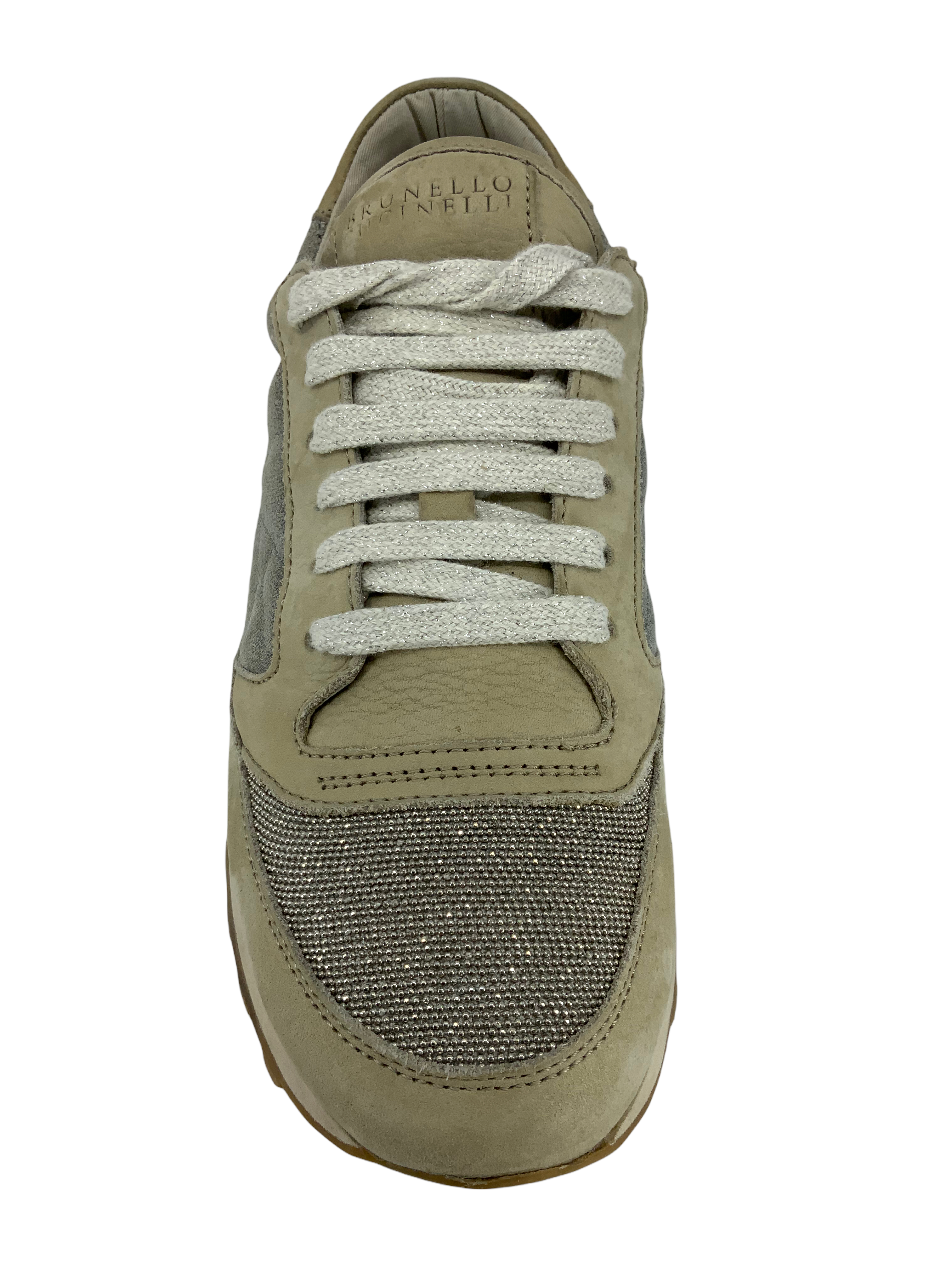 Brunello Cucinelli Quilted Suede Monili Toe Sneaker - Size 8.5 - Shop Now!