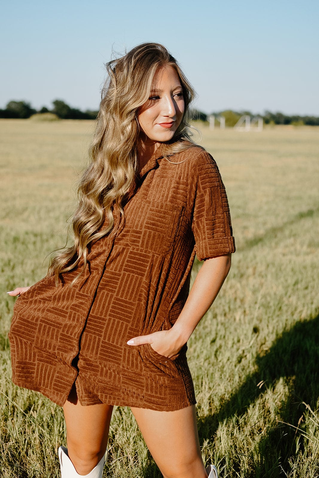 Chocolate Brown Terry Cloth Mini Dress