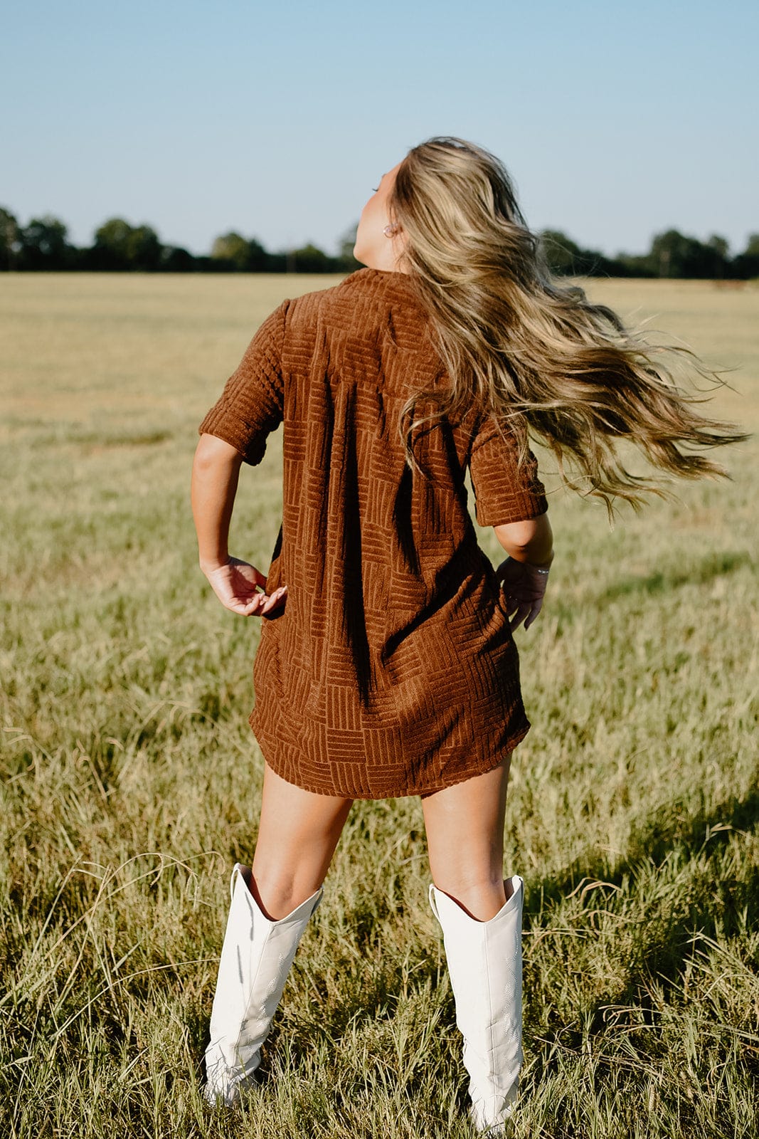 Chocolate Brown Terry Cloth Mini Dress