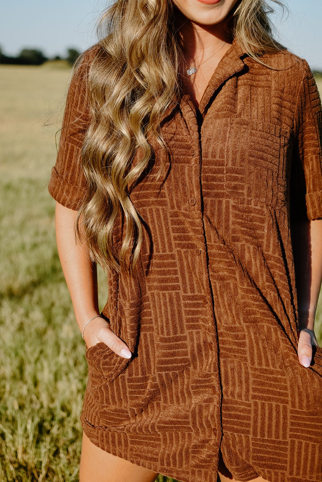 Chocolate Brown Terry Cloth Mini Dress