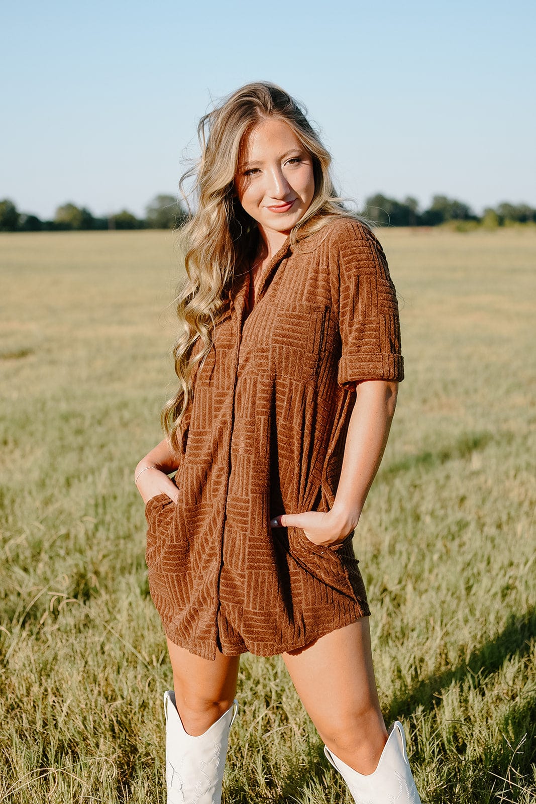 Chocolate Brown Terry Cloth Mini Dress