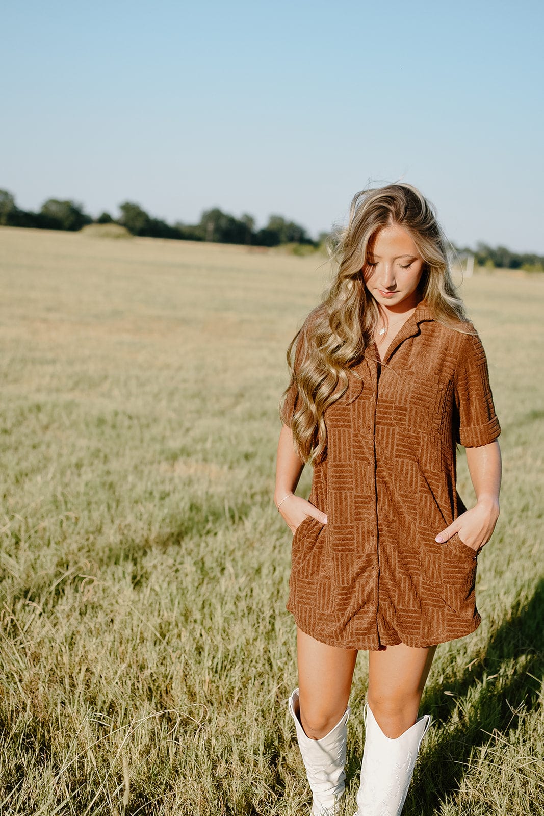 Chocolate Brown Terry Cloth Mini Dress