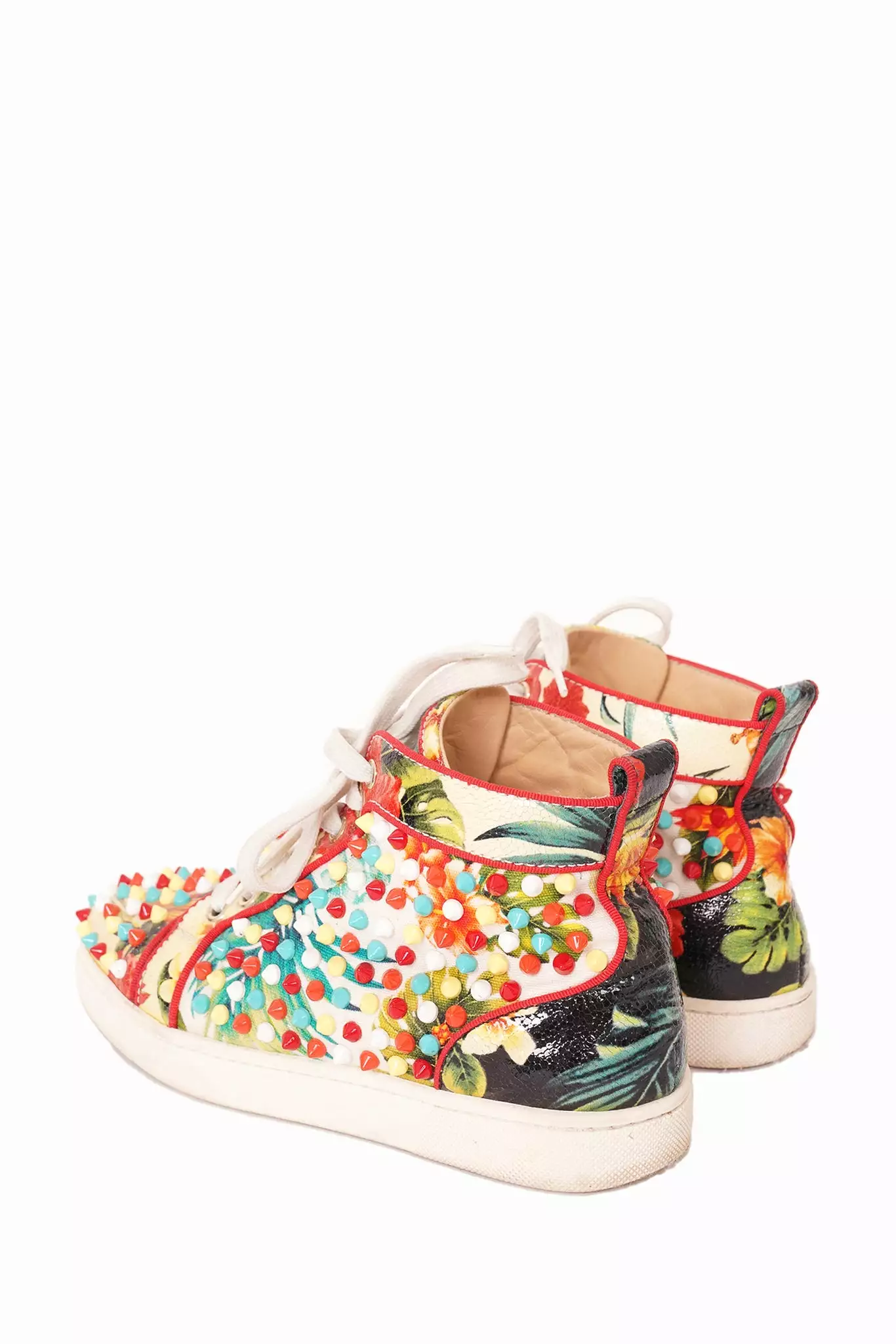 Christian Louboutin Multicolor Floral Spike High Top Sneaker Size 37