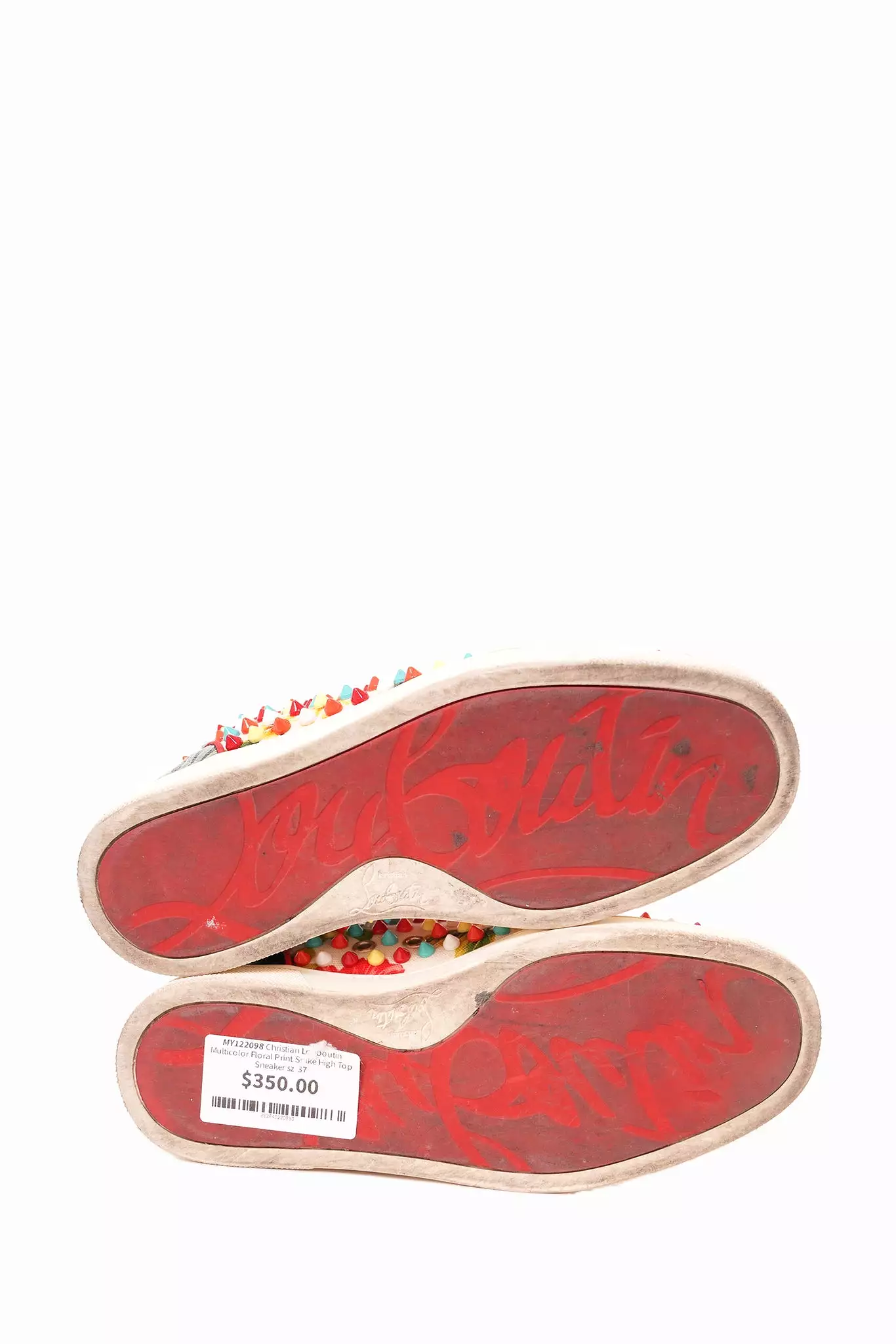 Christian Louboutin Multicolor Floral Spike High Top Sneaker Size 37