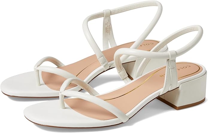 Cole Haan thong sandals - Egret leather open toe block heel slip-on heeled sandals