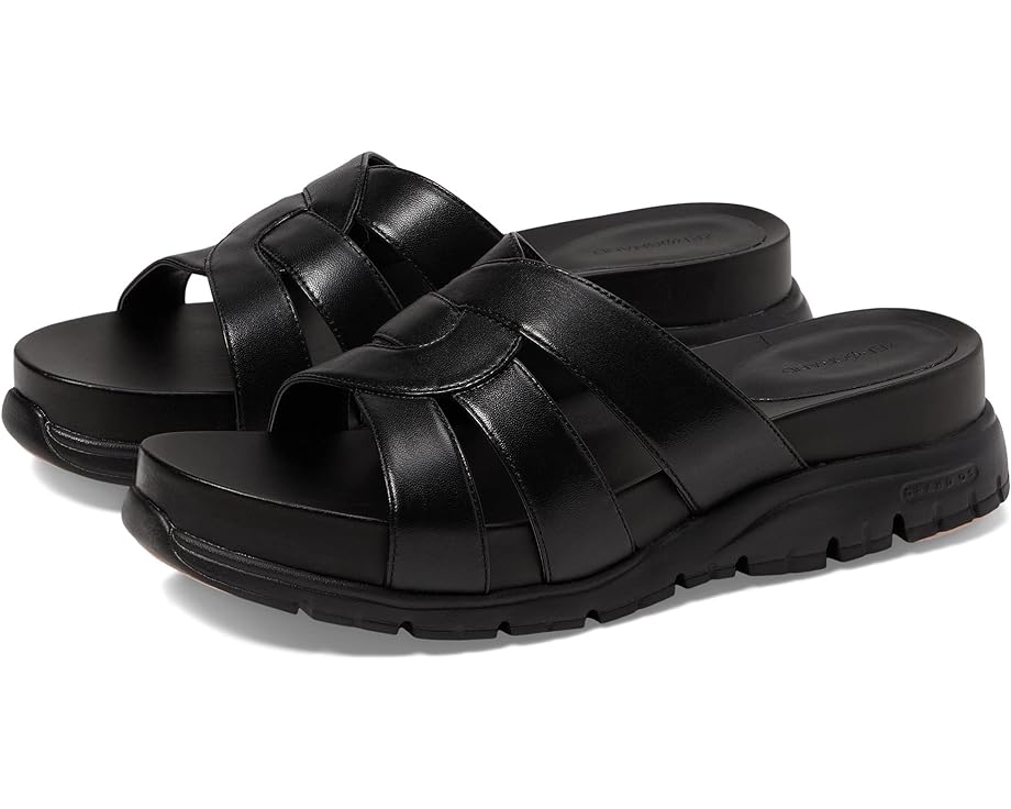 Cole Haan Zerogrand Slide Sandals - Black/Black Open Toe Slip-On Flats