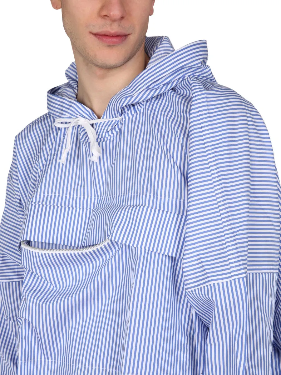 Comme des Garcons Shirt Men's Striped Drawstring Hooded Top