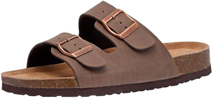 Cushionaire adjustable buckle slip on sandals