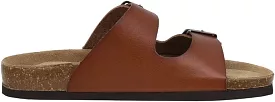 Cushionaire slip on sandals with adjustable buckles for women.