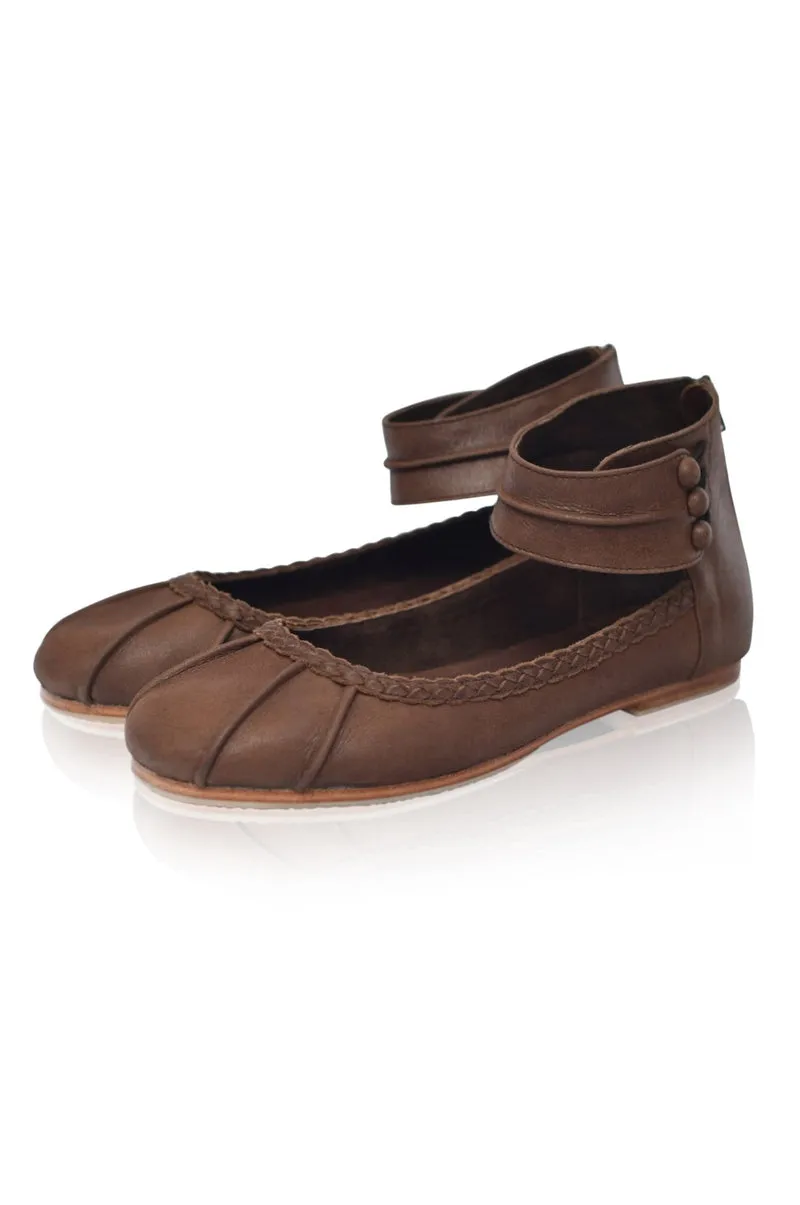 dark tan ballet flats