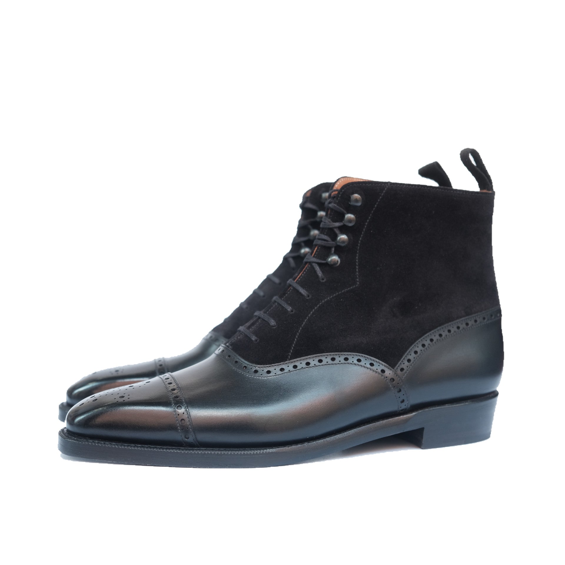 David Black Calf Black Suede boots for men.