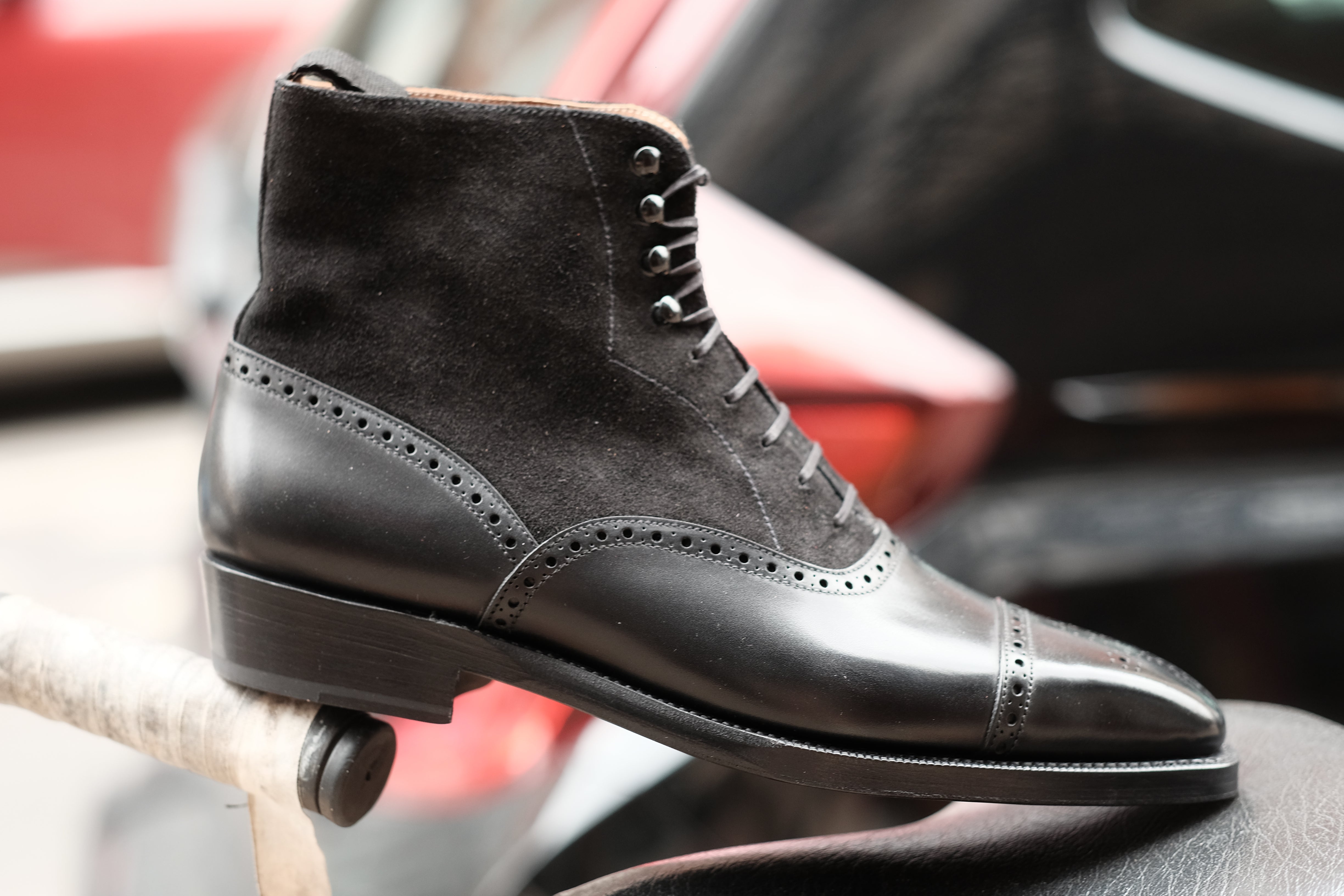 David Black Calf Black Suede boots for men.