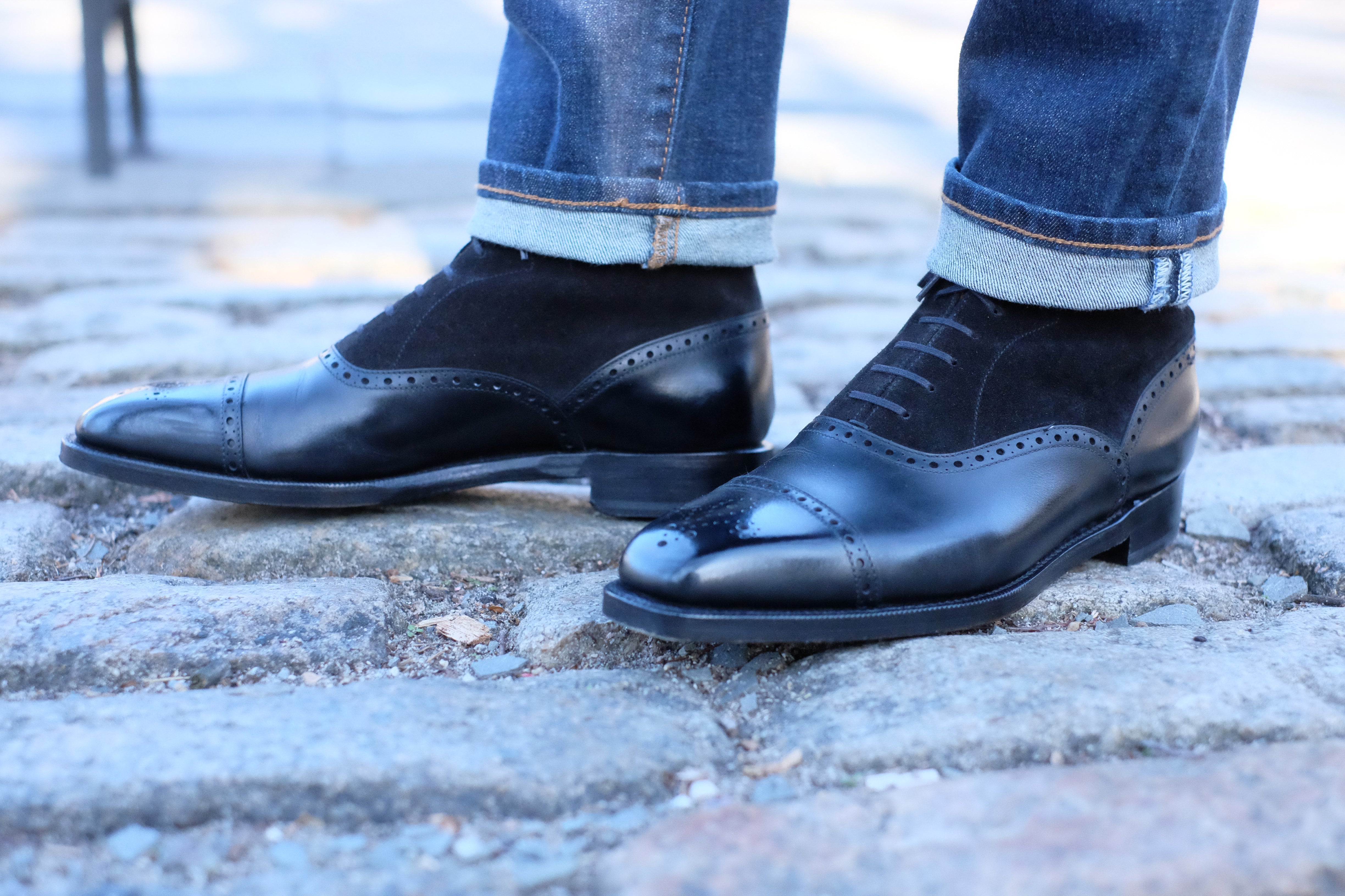 David Black Calf Black Suede boots for men.