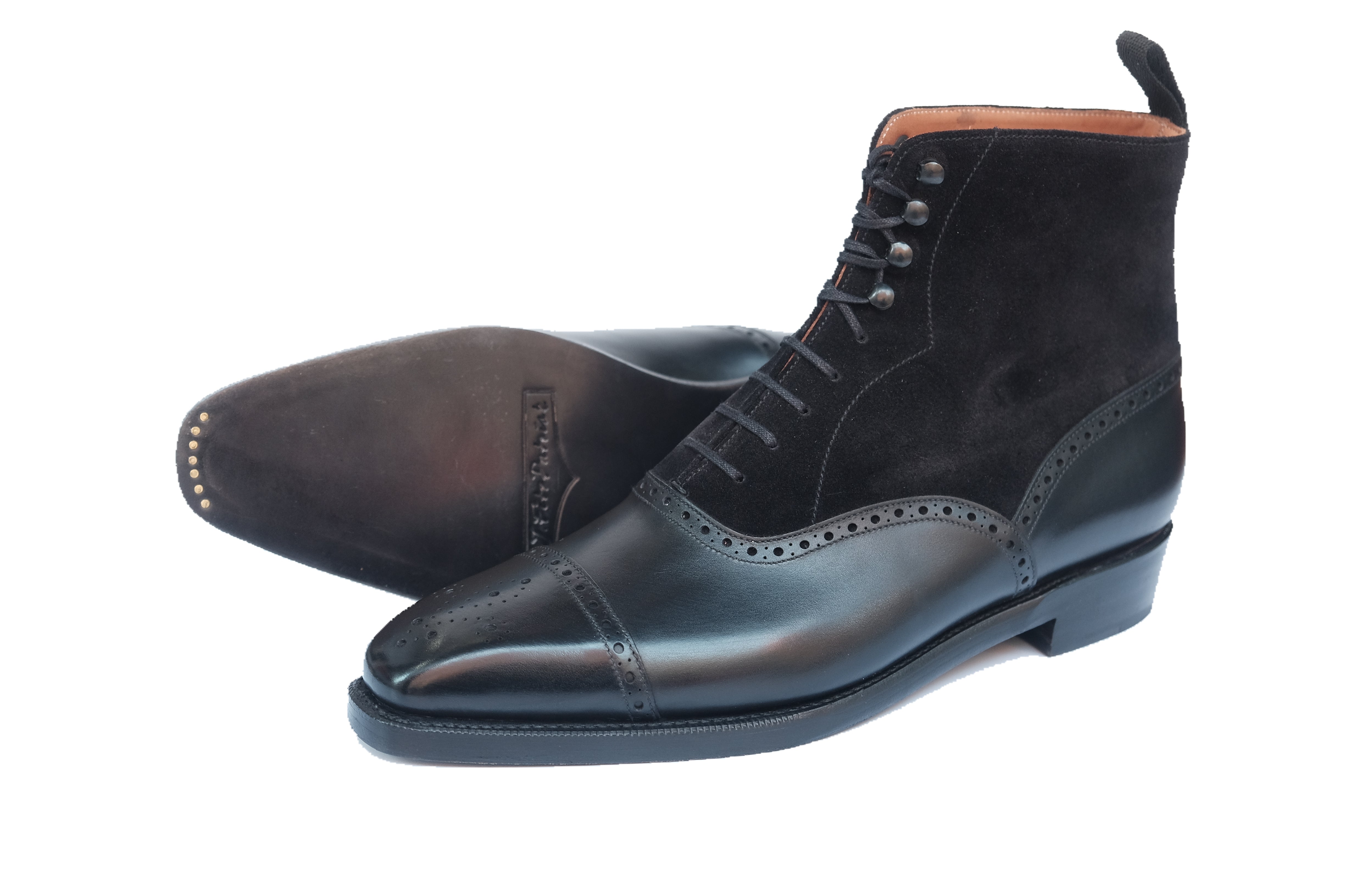 David Black Calf Black Suede boots for men.