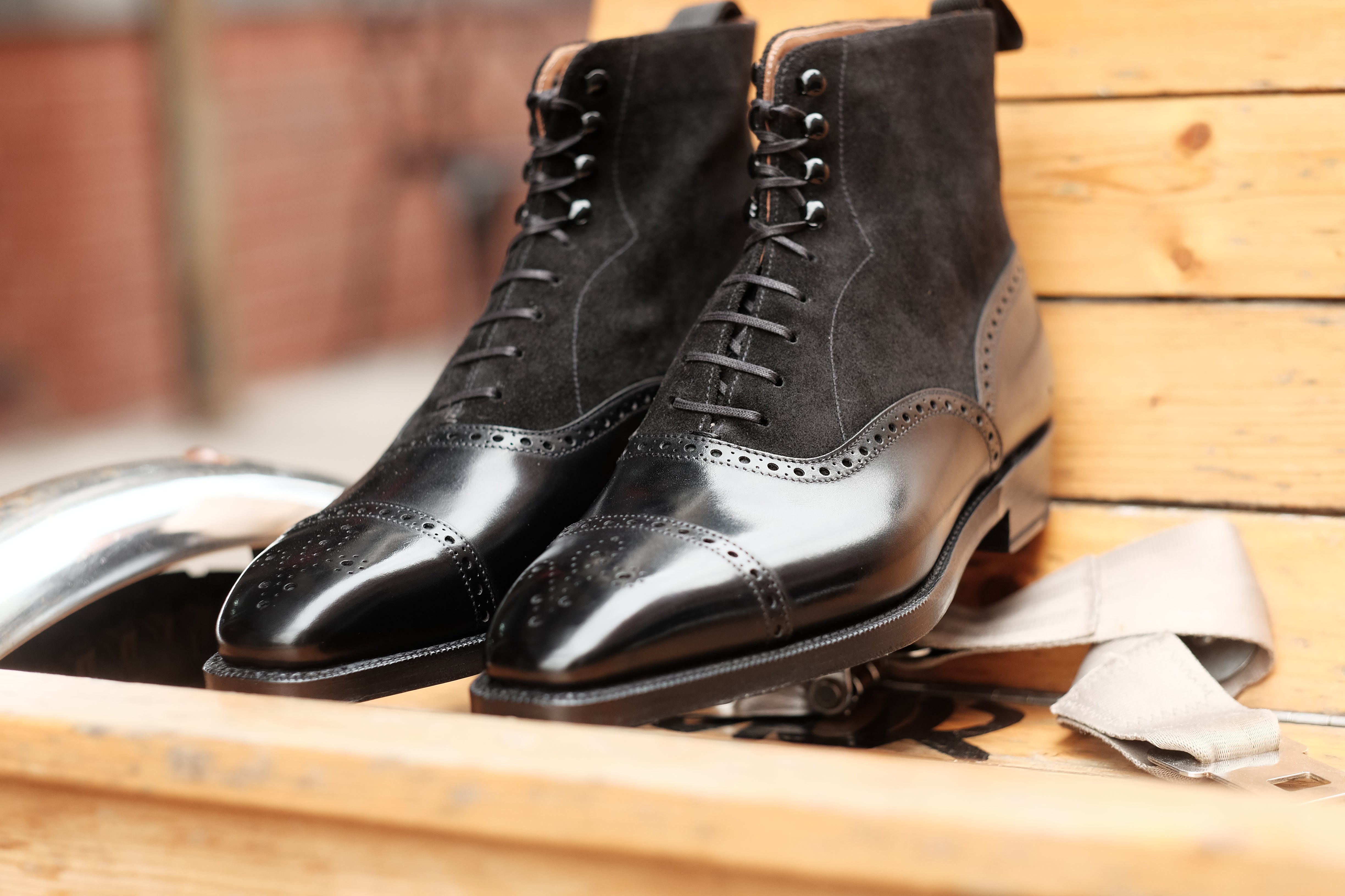 David Black Calf Black Suede boots for men.