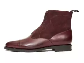 Delridge Burgundy Calf/Suede Shoes in TMG Last with Double City Rubber Sole