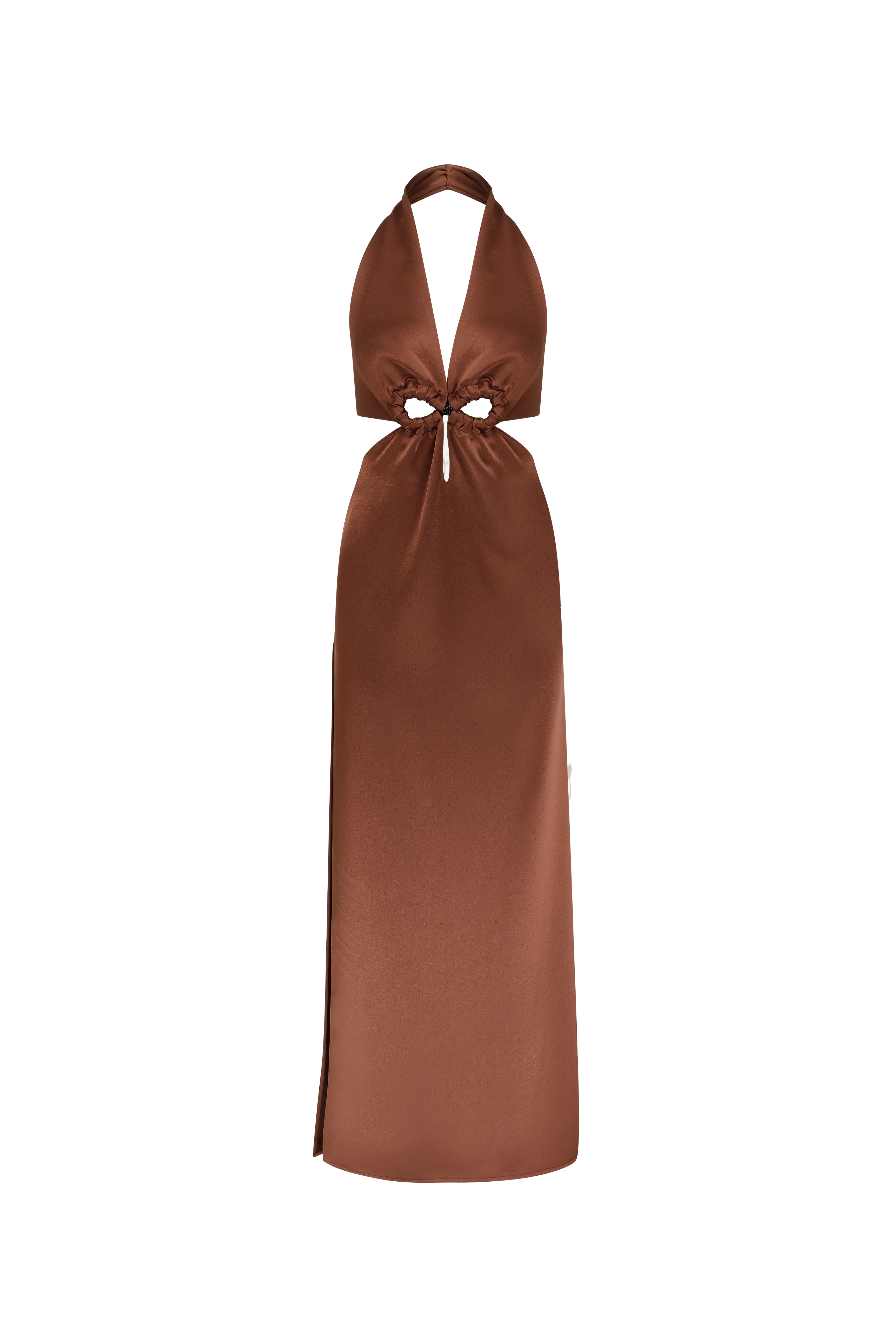 Dory - V-Neck Satin Dress with Handmade Accessories