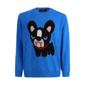 Dsquared2 French Bulldog Sweater for sale - Intarsia-Knitted Jumper.