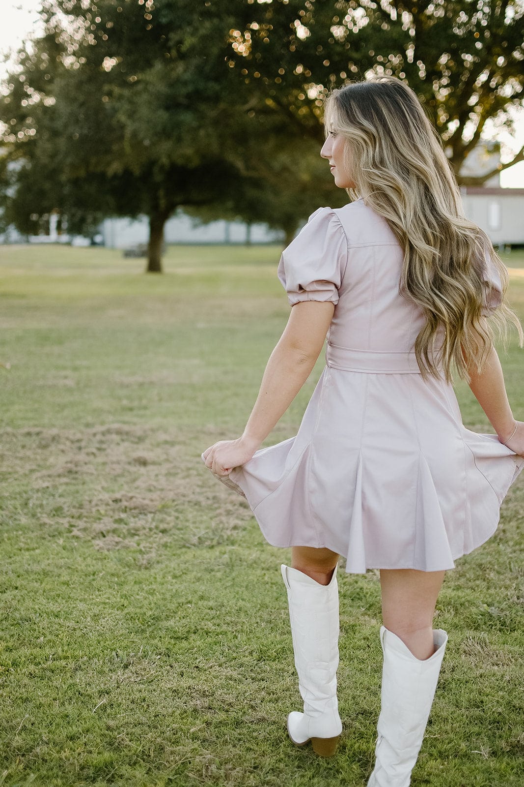 Faux Leather Mini Dress - Blush