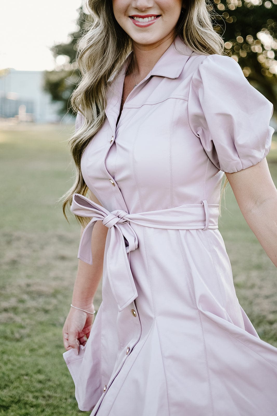 Faux Leather Mini Dress - Blush