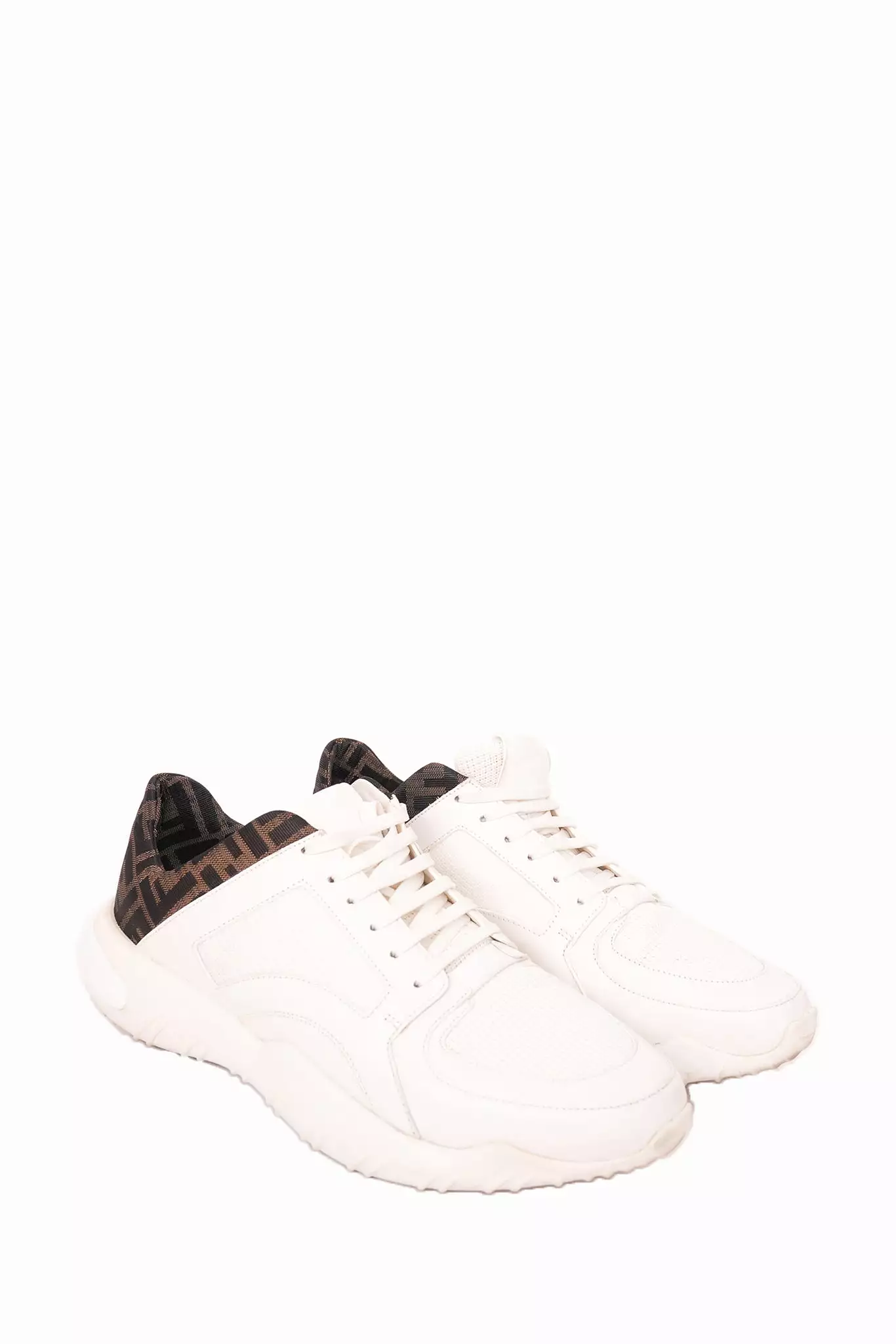 Fendi White Leather Low Top Sneaker FF Logo Size 9 - Shop Now!