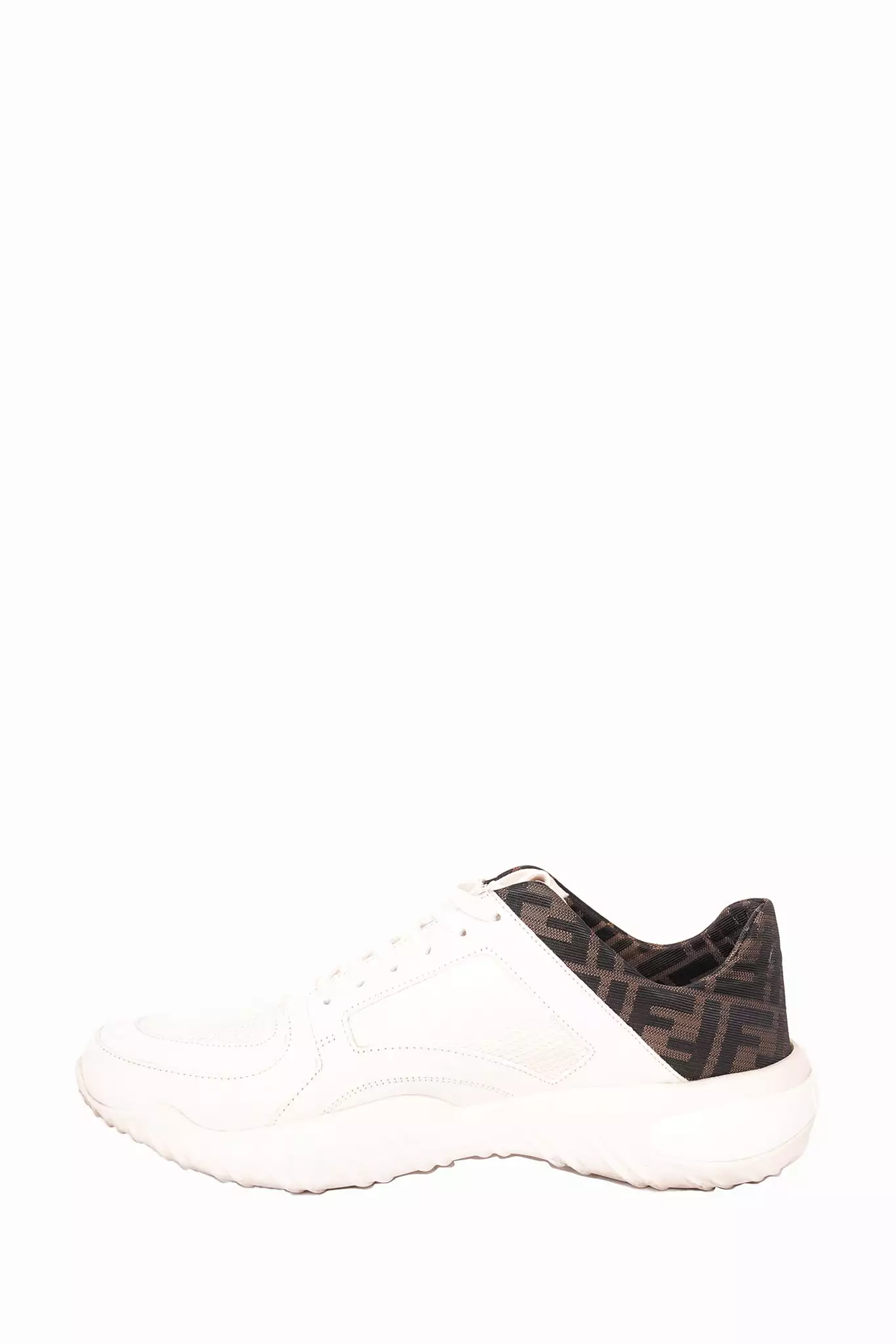 Fendi White Leather Low Top Sneaker FF Logo Size 9 - Shop Now!