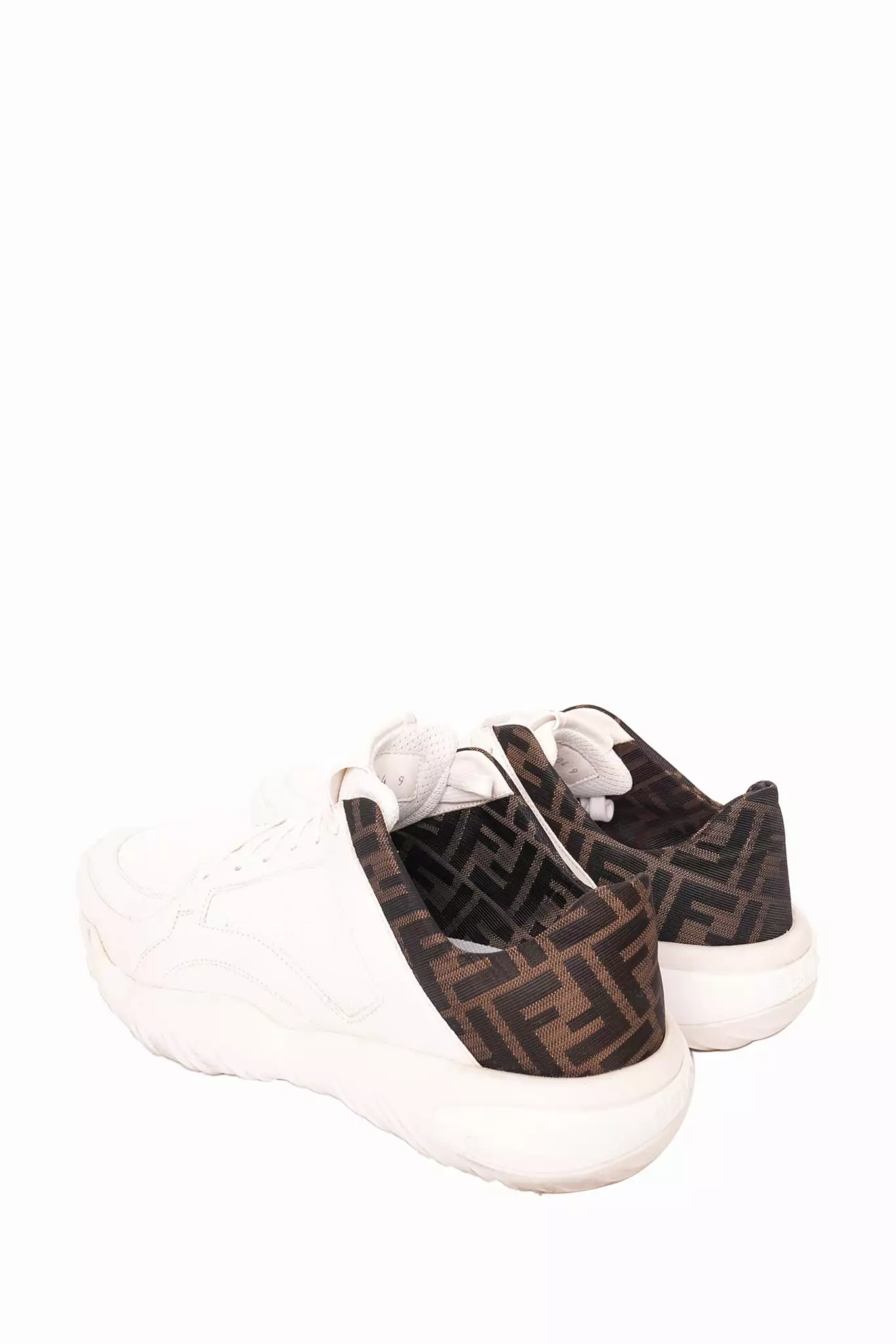 Fendi White Leather Low Top Sneaker FF Logo Size 9 - Shop Now!