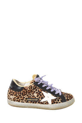 Golden Goose Deluxe Brand Leopard Print Pony Hair Sneaker Size 38