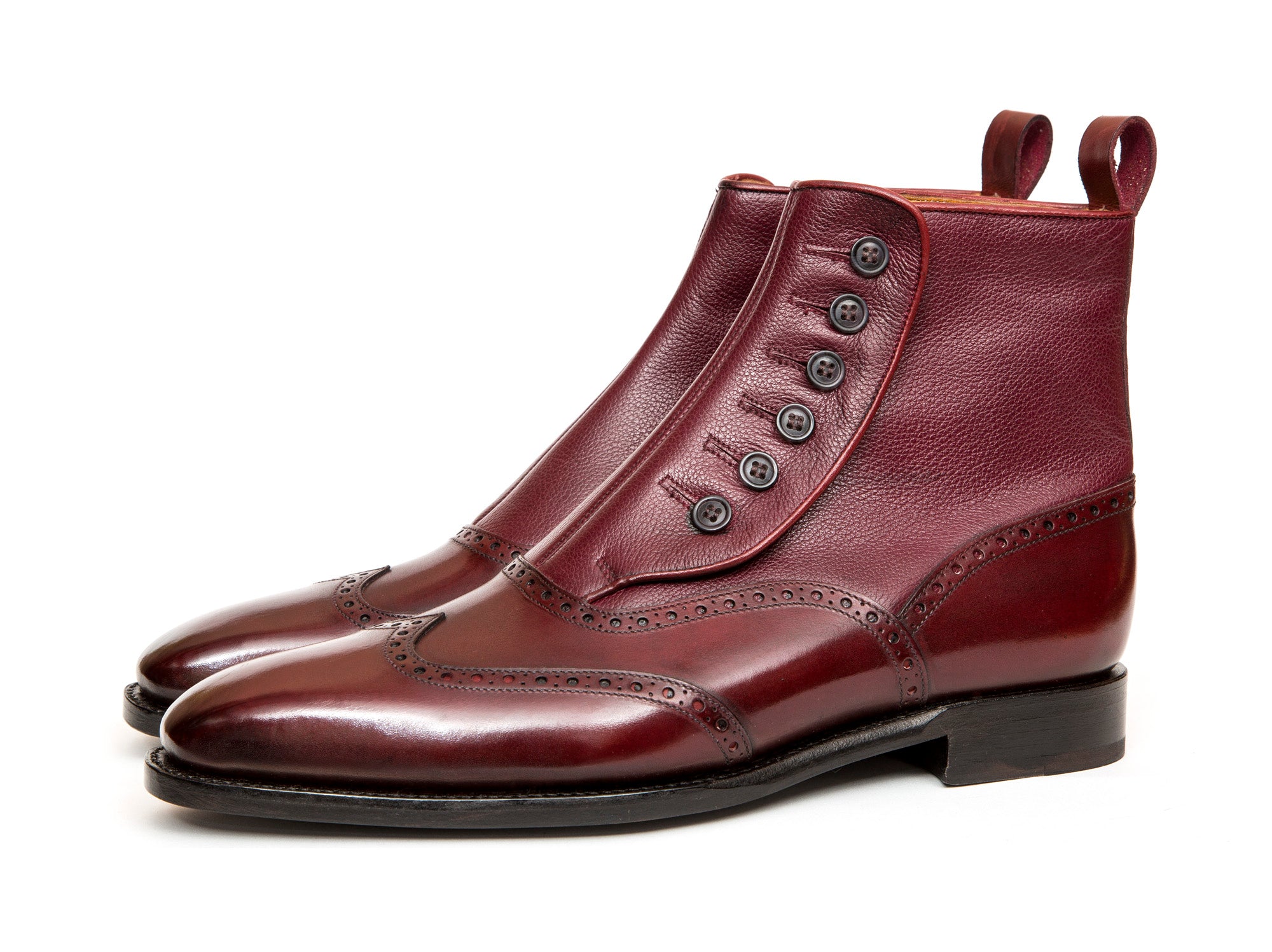 Grandview MTO Burgundy Calf Burgundy Soft Grain MGF Last Single Leather Sole.