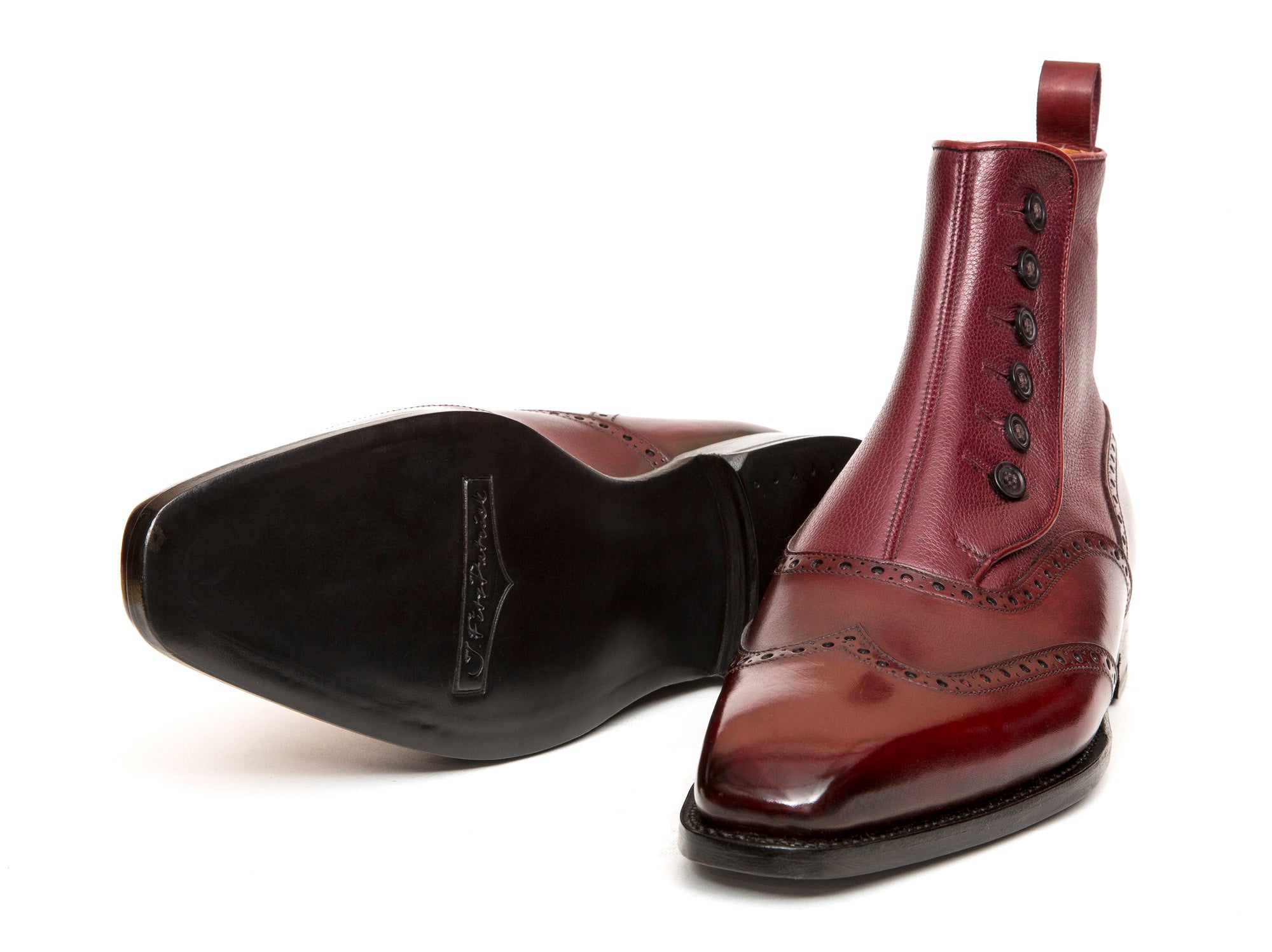 Grandview MTO Burgundy Calf Burgundy Soft Grain MGF Last Single Leather Sole.