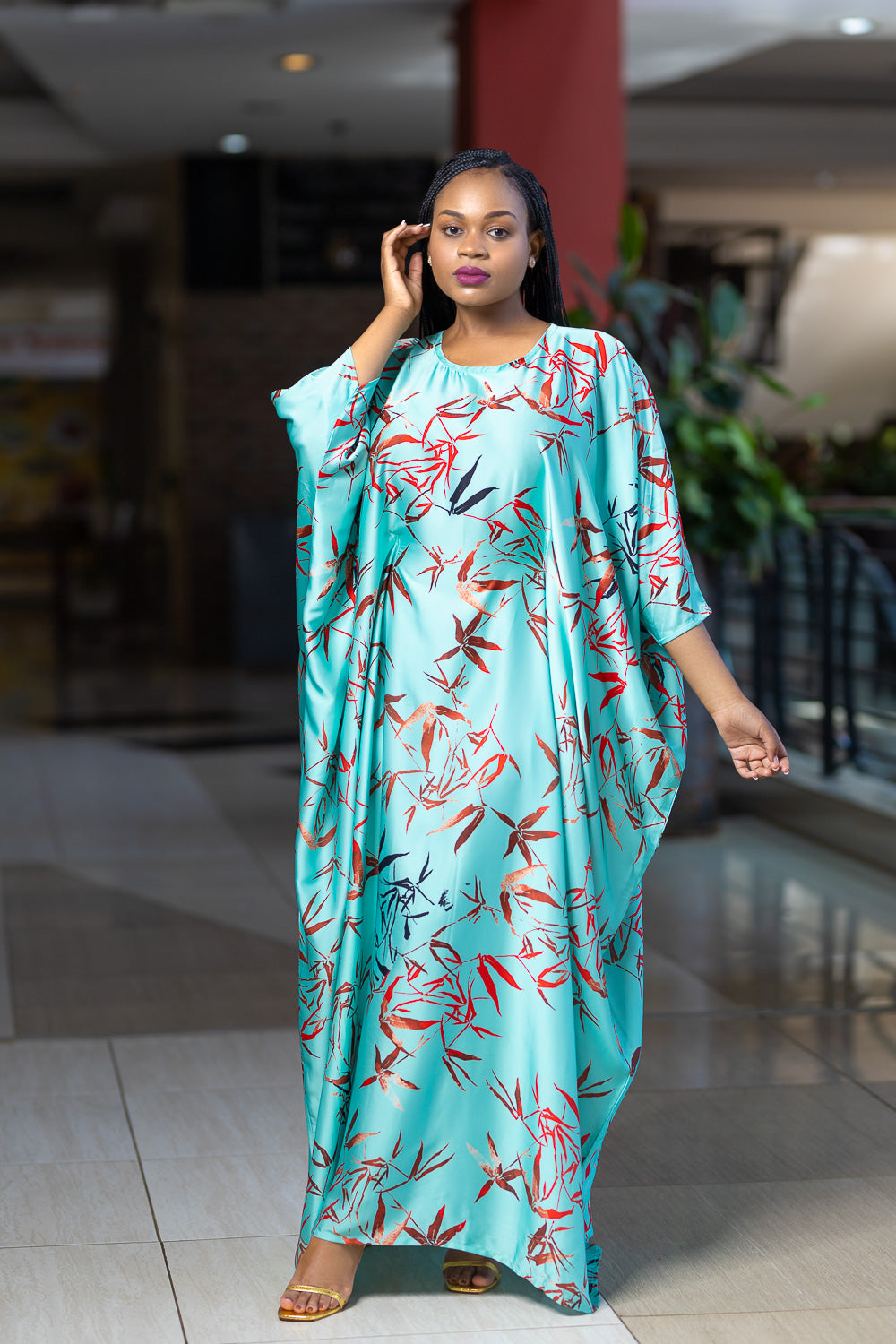 Green silk kaftan online.