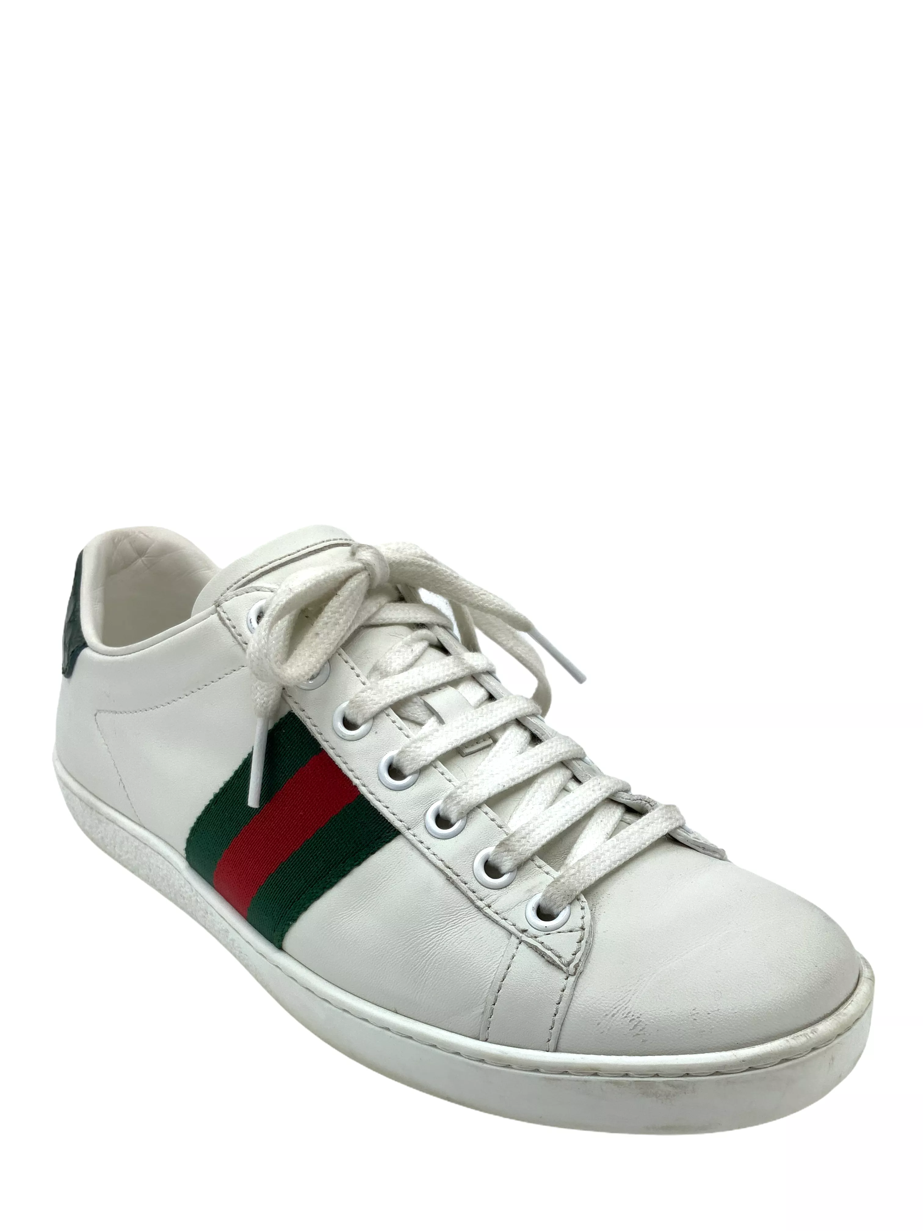 Gucci Ace Leather Web Sneaker Size 7 - Buy Now