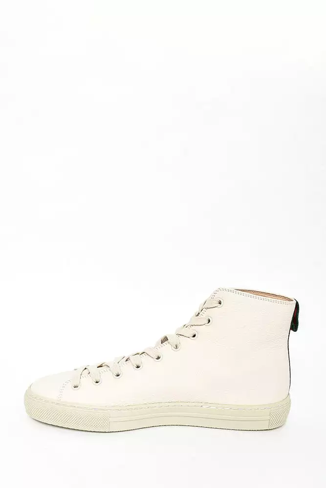 Gucci Cream Leather Tiger Embroidered High Top Sneaker size 6.5