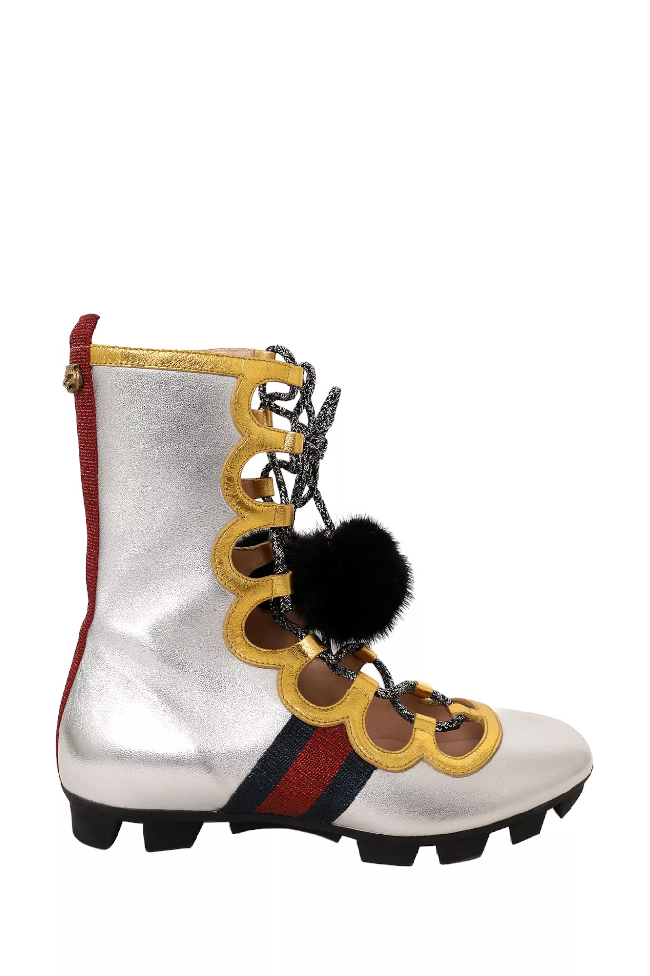 Gucci Silver Gold Metallic Titan Gladiator High Top Sneaker 36