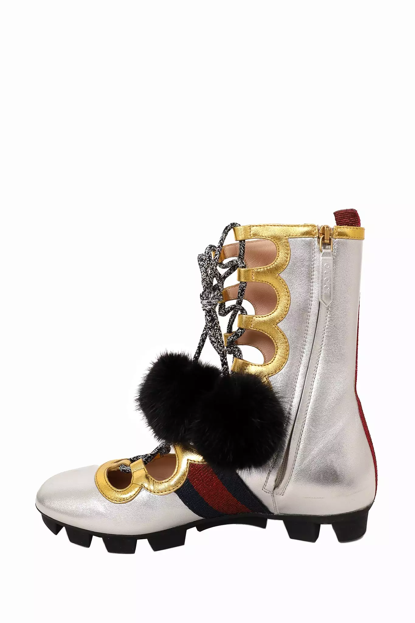 Gucci Silver Gold Metallic Titan Gladiator High Top Sneaker 36