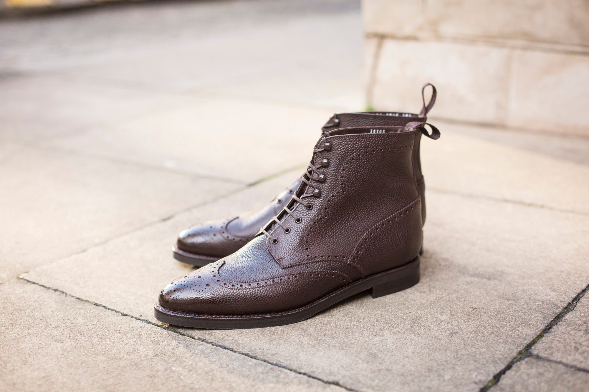 Holman MTO Dark Brown Scotch Grain TMG Last Country Rubber Sole - Shop Now.