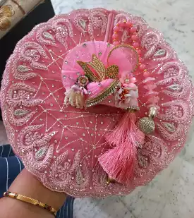 Janmashtami Special Pink Poshak with Mukut for Laddu Gopal - BRIJ001LG