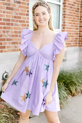 Mardi Gras Lavender Star Dress