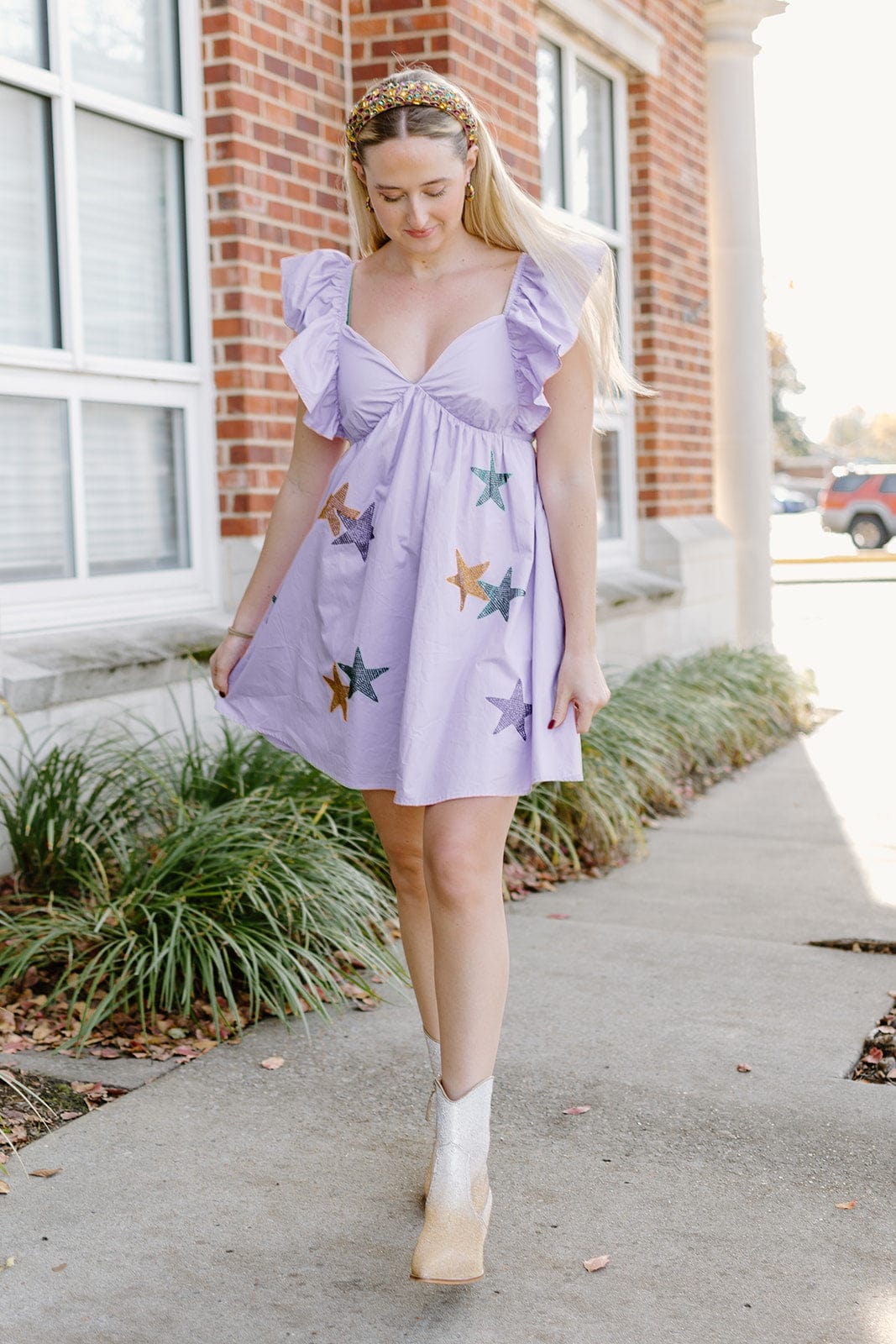 Mardi Gras Lavender Star Dress