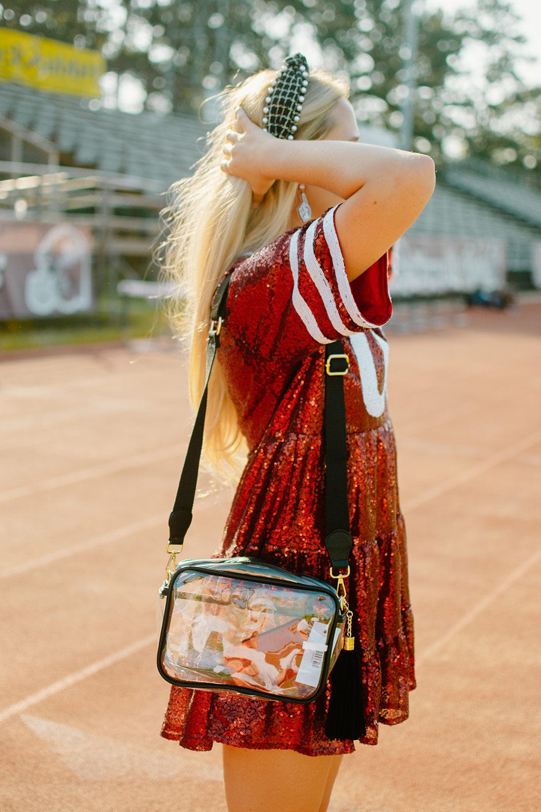 Maroon White Sequin Dress